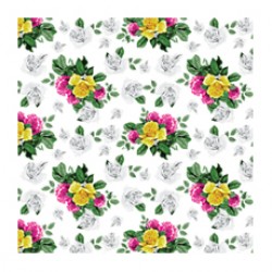 Beyaz Sarı Pembe Çiçek Desen CD-0039
