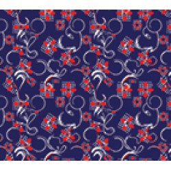 Mavi Gri Kırmızı Çiçek Desen CD-0009