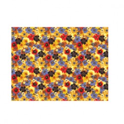 Siyah Sarı Mavi Çiçek Desen CD-0054