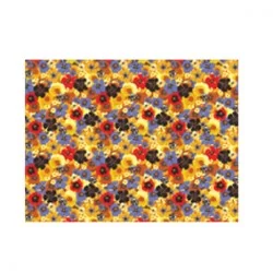 Siyah Sarı Mavi Çiçek Desen CD-0054