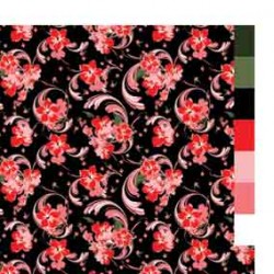 Siyah Yeşil Pembe Çiçek Desen CD-0002